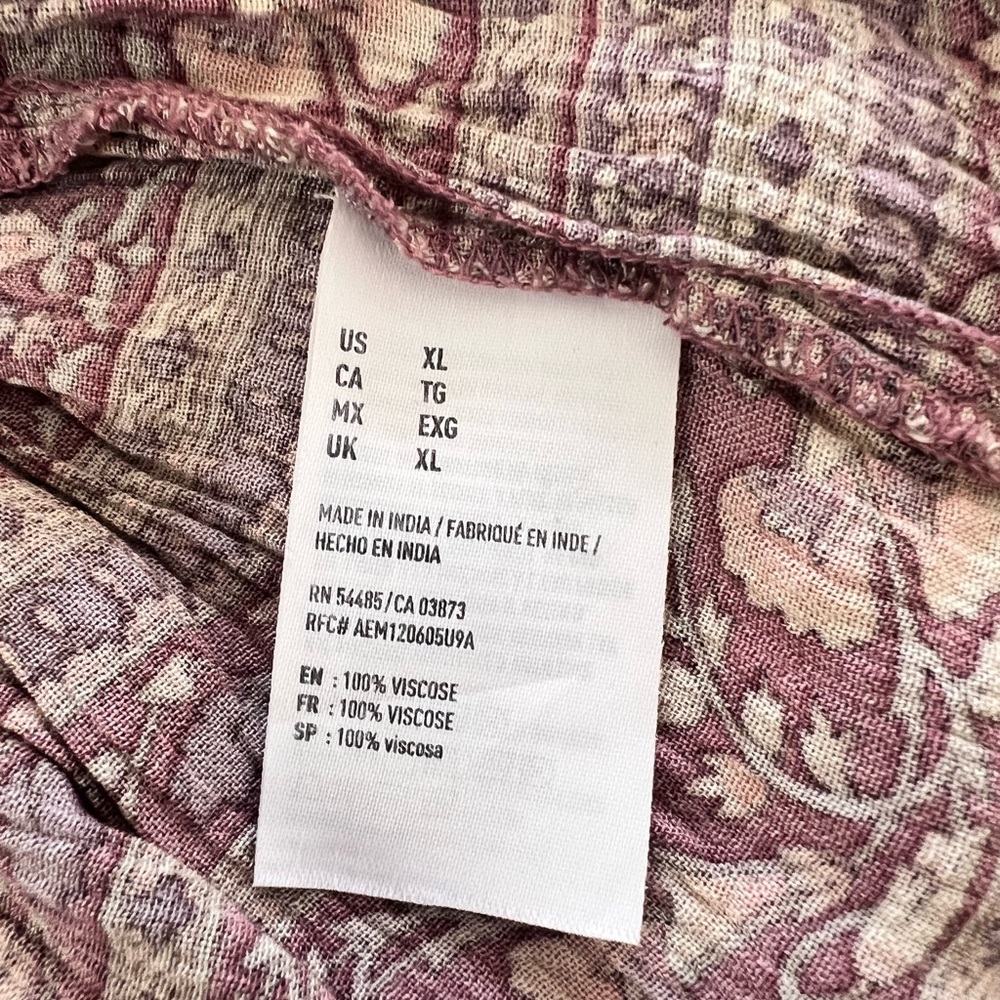 American Eagle Outfitters Mauve Floral Lace-Up peasant blouse mauve  voteu - Picture 6 of 7